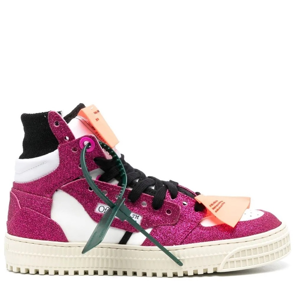 Off-White Pink and Black High-Top Sneakers